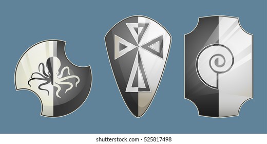 Shield  - logo icons in the form of protection - Octopus Shell  Cross
