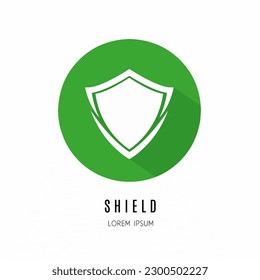 Shield logo. Illustration of shield in flat. Stock vector.