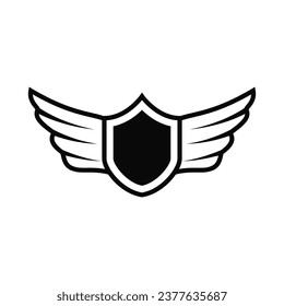 Ilustración del logotipo Escudo con alas sobre fondo blanco