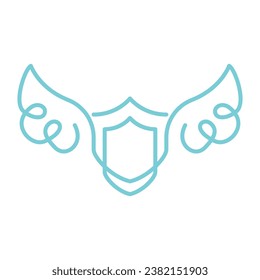 Shield logo illustration with wings on a white background