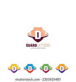 Logotipo Escudo Carta D de la protección de la insignia de la protección del icono de la compañía emblema de la identidad empresarial signo del vector Diseño