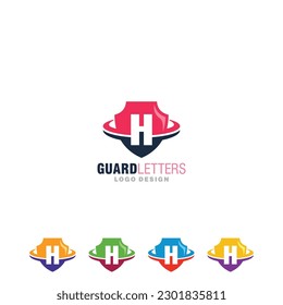 Logotipo Escudo Carta H vector de protección protección protección emblema protección de la compañía icono protección del cliente empresarial