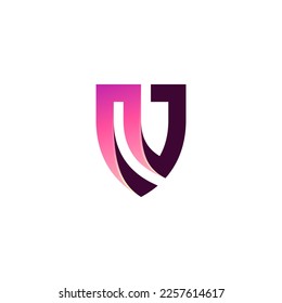 Shield logo and letter N design combination, security icons, simple 