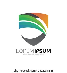 Shield logo with letter S design vector