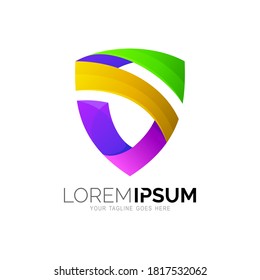 Shield logo with letter S design vector