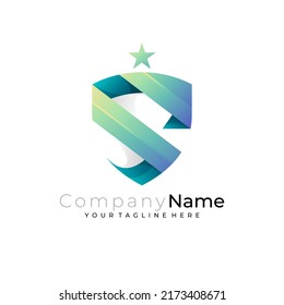 Schild Logo mit Buchstabe S Design-Vorlage, Sicherheitssymbole