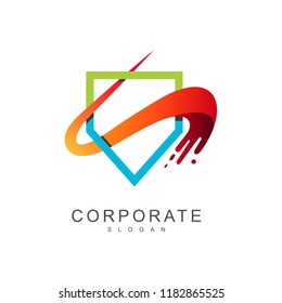 shield logo with the letter s, symbol of speed , 
