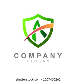 shield logo with the letter A and a simple display, the logo is ready for use
