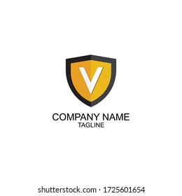 El logotipo Escudo y la letra v. Se pueden utilizar para iconos.