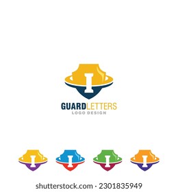 Shield Logo Letter I vector of Guard badge protect emblem security company icon protection business clipart defense Design