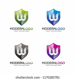 shield logo, letter W with different colors