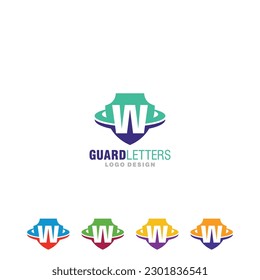 Logotipo Escudo Carta W vector de protección protección de la protección de iconos símbolo de seguridad de la compañía emblema protección de la empresa Diseño