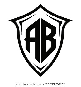 Shield logo with letters AB in the middle graphic design element icon