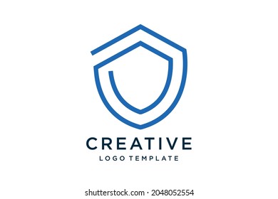  diseño de línea de logotipo seguridad ilustración vectorial color azul