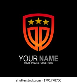 Shield logo with line, Shield and star design illustration