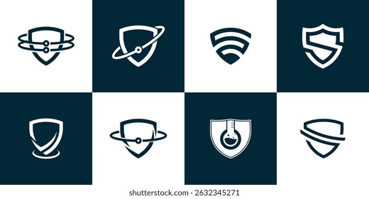Shield logo. Modern Shield logo line art design template, icon, symbol, template, vector