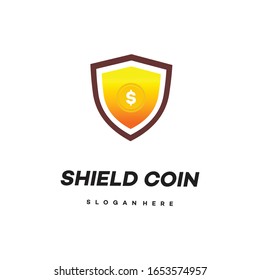 Shield logo, money logo design concept -vector, Simple Money Shield logo template.