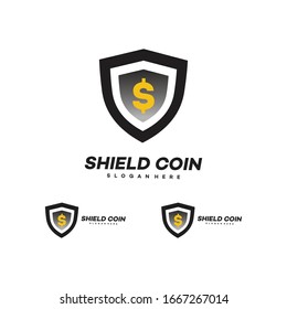 Shield logo, money logo design concept -vector, Simple Money Shield logo template.