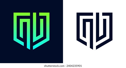 monograma del logotipo del escudo y letra q p