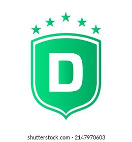 Logo Escudo En El Vector De La Letra D. Diseño del símbolo de la protección del logotipo de protección del escudo D de la letra