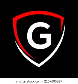 Logotipo Escudo en el vector de letras G, icono de privacidad, plantilla de firma de logotipos seguros y de protección