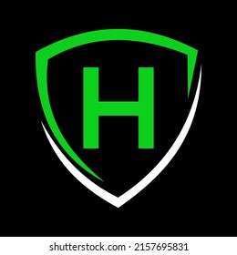 Shield Logo On Letter H Vector, Privacy icon Safe and Protection Logotype Sign Template