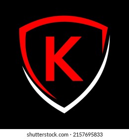 Logotipo Escudo en el vector de letras K, icono de privacidad Plantilla de signo de logotipo de protección y seguridad