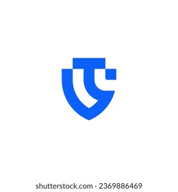 Schild-Logo auf Buchstabe T, Vektor
