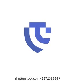 Shield Logo On Letter T Vector. Letter T Shield Security Logo 