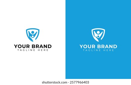 Shield logo and people care design community, family logos