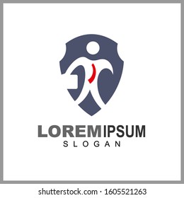 Shield logo with people, Charity icon, Security logo, 
