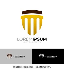 Shield logo and pillar design combination, security logos