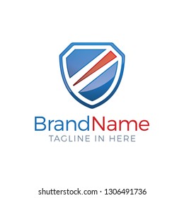 Shield Logo With a Red Line Splitting It