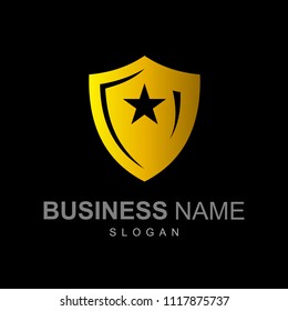 the shield logo represents security with a star image, the logo is ready to use