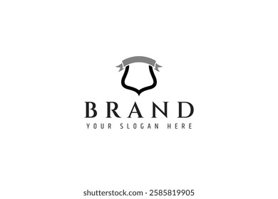 shield logo with ribbon and blank space