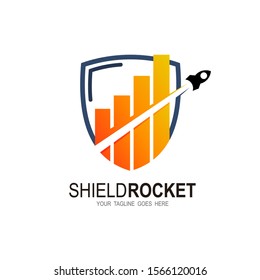 Shield logo and rocket design combination , Graphic icon