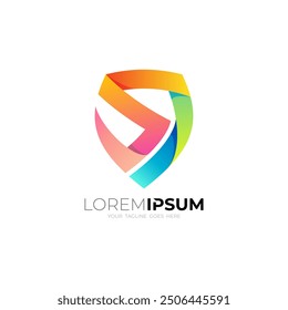 Shield logo with S and J design combination, 3d colorful