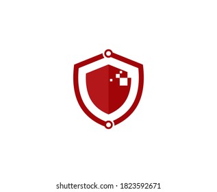 Shield logo secure tech vector icon 