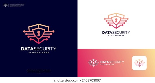 Shield logo security with abstract symbol technology. Security, privacy, data, protection logo vector