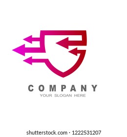 shield logo, security icon, arrow and shield, a shield icon with an up arrow + delivery express