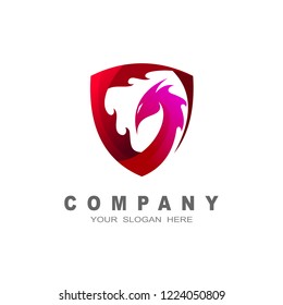 shield logo, security icon, dragon head with shield logo template