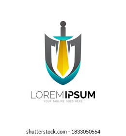 shield logo, security icon, sword and shield, army icon