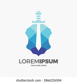 shield logo, security icon, sword and shield, army icon
