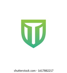 shield logo security letter m initial design vector
