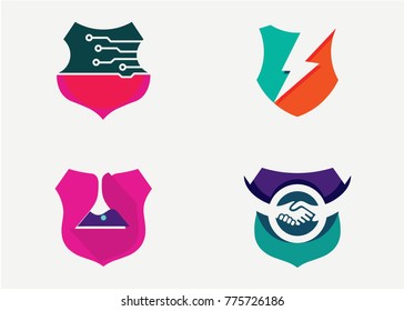 Shield Logo Set Template Design Vector, Emblem, Design Concept, Creative Symbol, Icon