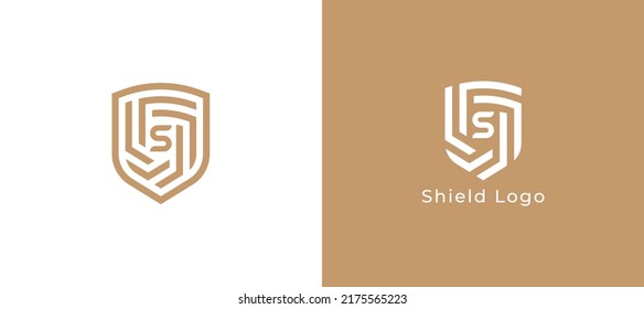 Shield Logo sign icon symbol Design with Letter S. Vector illustration logo template