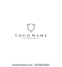 shield logo with simple line art design style