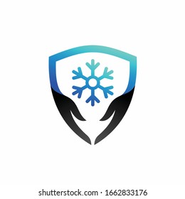 Shield Logo With Snow Symbol