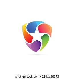shield logo with star concept, star shield logo