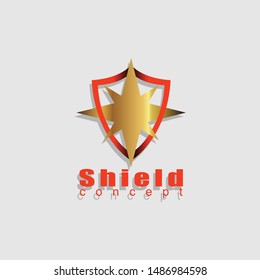 Shield logo with star concept logo vector design